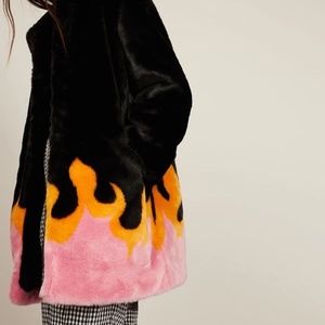 Faux Fur Flame Coat (L) - Skinny Dip London
